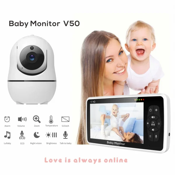 S341ba1b05d2a4030bd95ffdb135431d1M.webp كاميرا مراقبة أطفال مع شاشة بحجم 5 بوصة V50