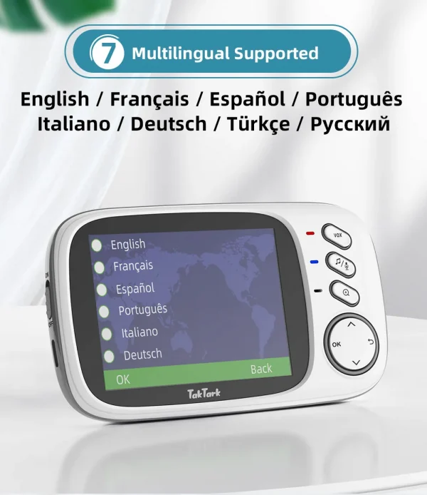 S8de7501c12cb43c194d18501ee5ac0d6E.webp جهاز مراقبة الأطفال TakTark مع شاشة ورؤية ليلية