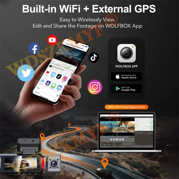 Se01f8b5a0296418481bd55537330bdafC.webp كاميرا سيارة 4K ذكية مع GPS وواي فاي ومراقبة كاملة